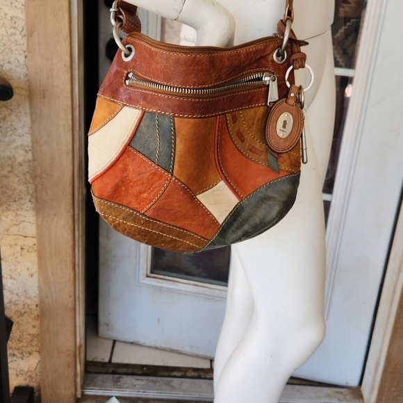 Cute retro patchwork leather crossbody bag‎ by Fossil - Picture 10 of 12
